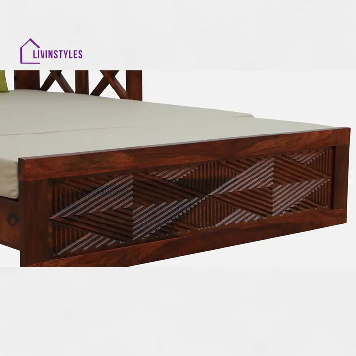 Mihira Sheesham Wood 2 Seater Sofa In Honey Oak Finish