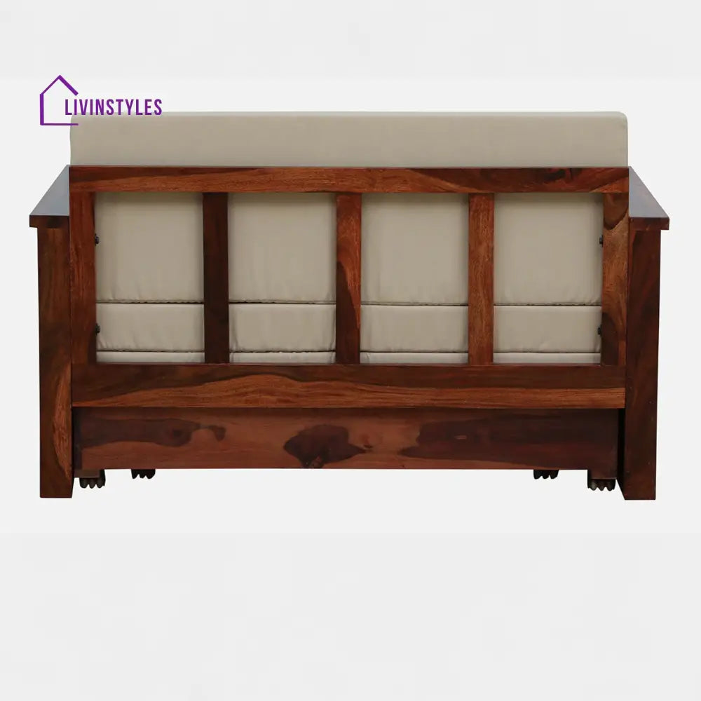 Mihira Sheesham Wood 2 Seater Sofa In Honey Oak Finish