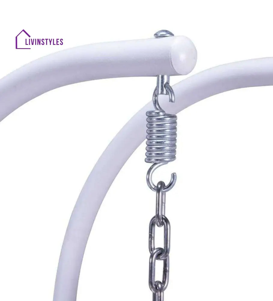 Lia Double Seater Hanging Swing With Stand For Balcony Garden Swing (White) - Swings