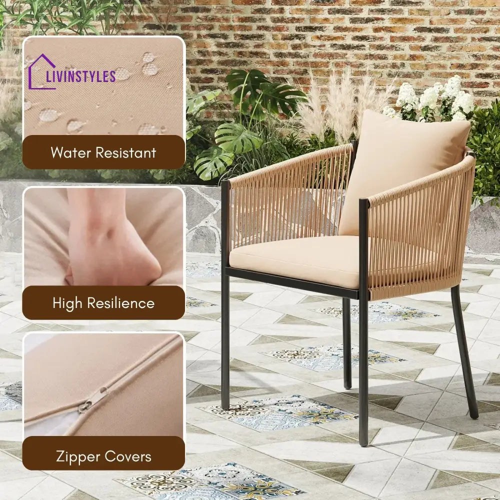 Lian 2-Piece Outdoor Rope Patio Dining Chairs - Dinning Chairs