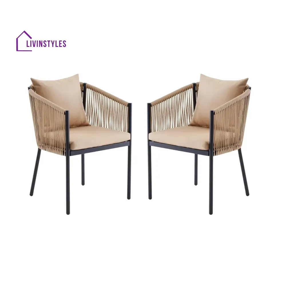 Lian 2-Piece Outdoor Rope Patio Dining Chairs - Dinning Chairs