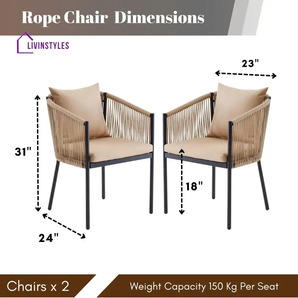 Lian 2-Piece Outdoor Rope Patio Dining Chairs - Dinning Chairs
