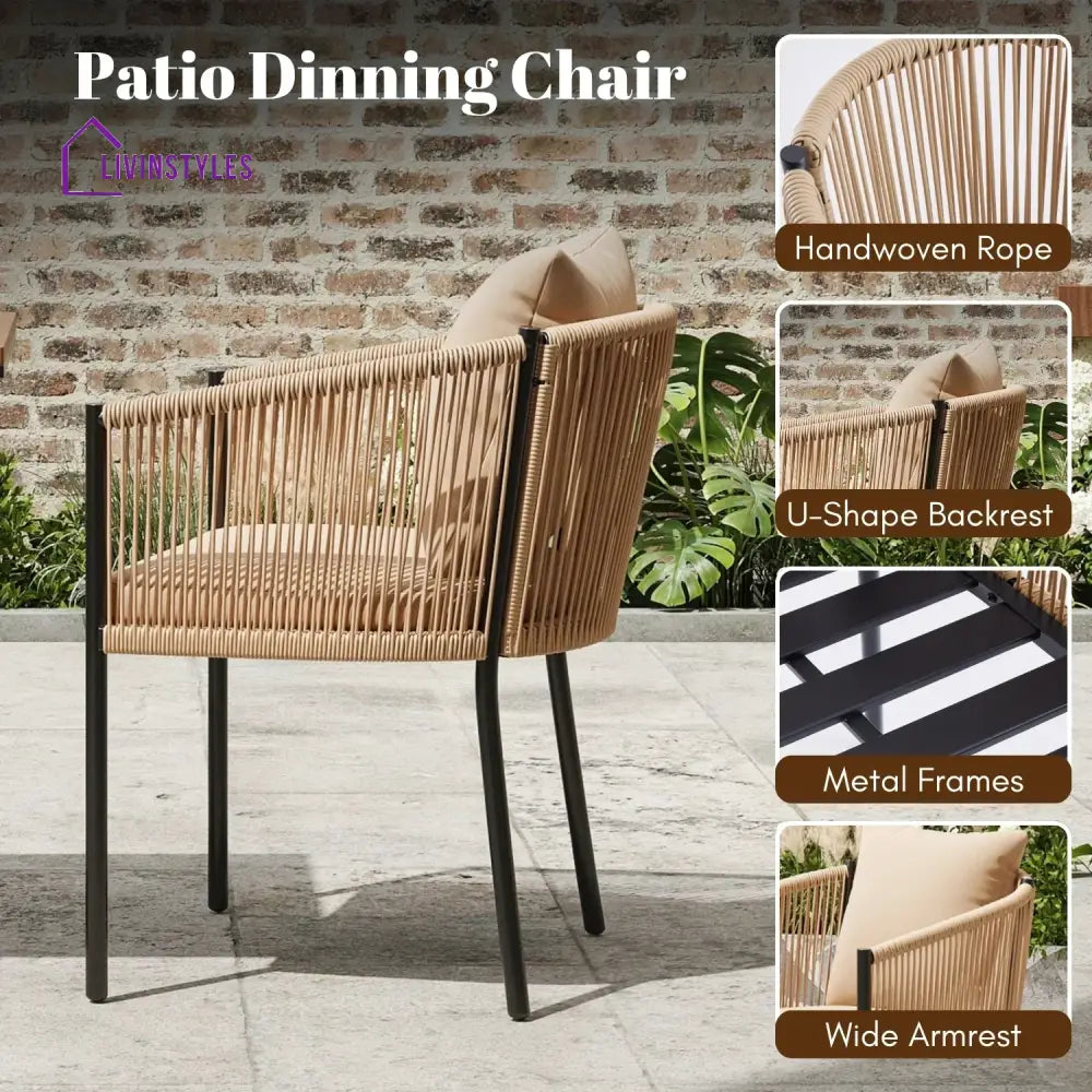 Lian 2-Piece Outdoor Rope Patio Dining Chairs - Dinning Chairs