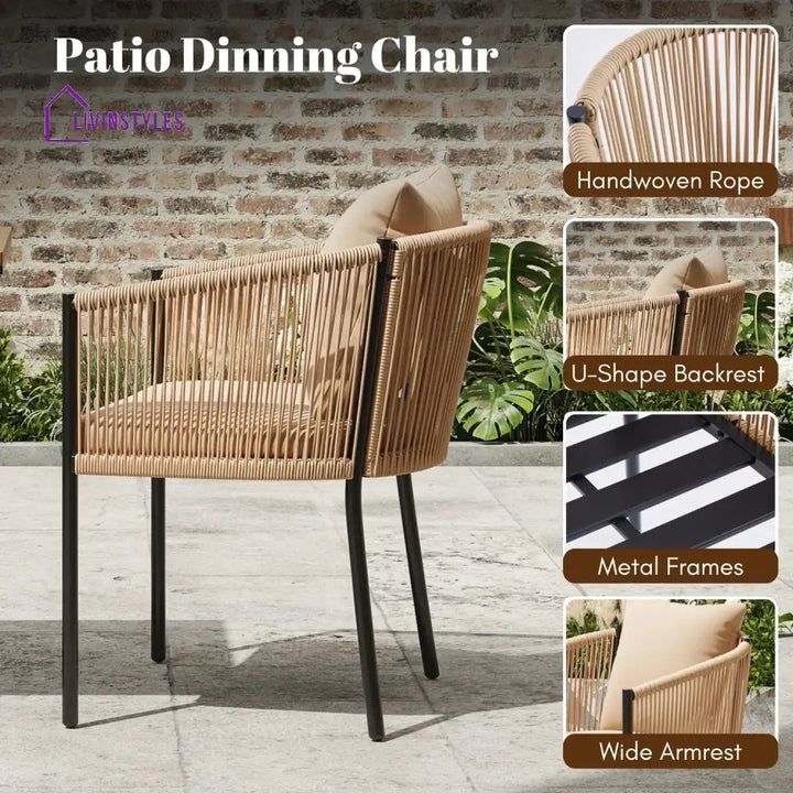 Lian 2-Piece Outdoor Rope Patio Dining Chairs - Dinning Chairs