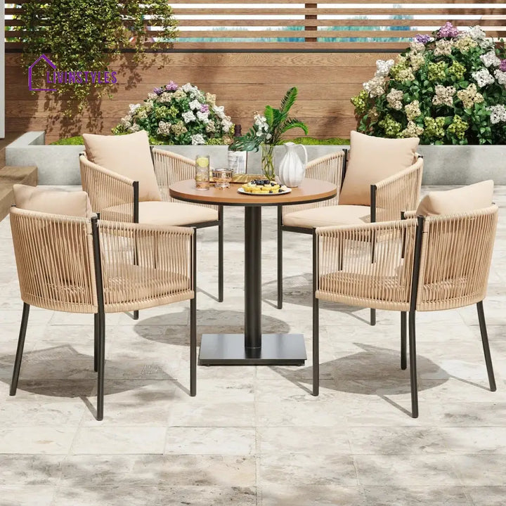 Lian 2-Piece Outdoor Rope Patio Dining Chairs - Dinning Chairs