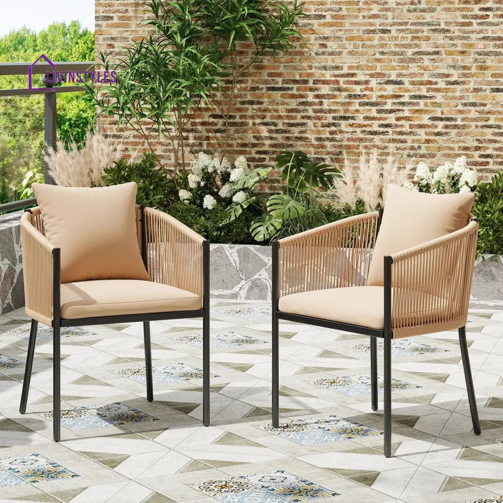 Lian 2-Piece Outdoor Rope Patio Dining Chairs - Dinning Chairs