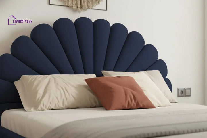 Lian Velvet Fabric bed with Uphold Hydraulic Storage Blue - King Size