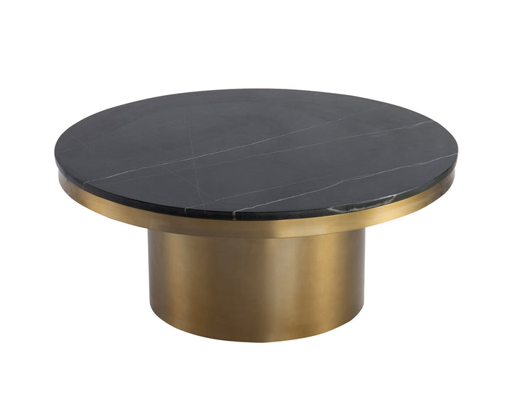 Shreya Round Coffee Table - Black Marble Living