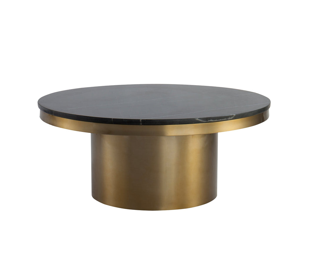 Shreya Round Coffee Table - Black Marble Living