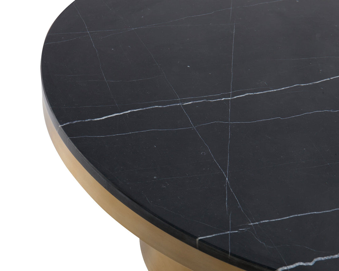 Shreya Round Coffee Table - Black Marble Living
