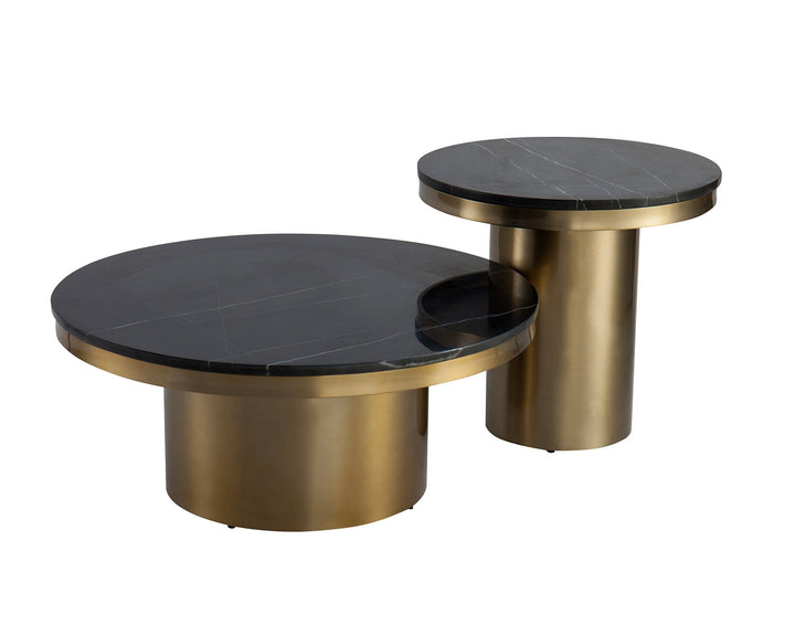 Shreya Round Coffee Table - Black Marble Living