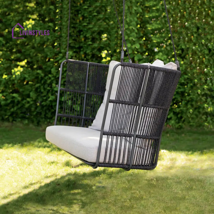 Liano Double Seater Hanging Swing Without Stand For Balcony Garden Swing (Black) Braided & Rope - Swings