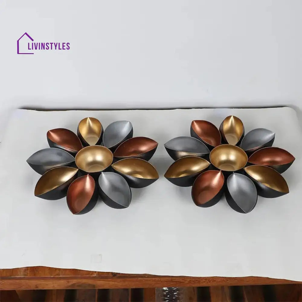 Lic Multicolor Leaves Decorative Design Urli | Set Of 2
