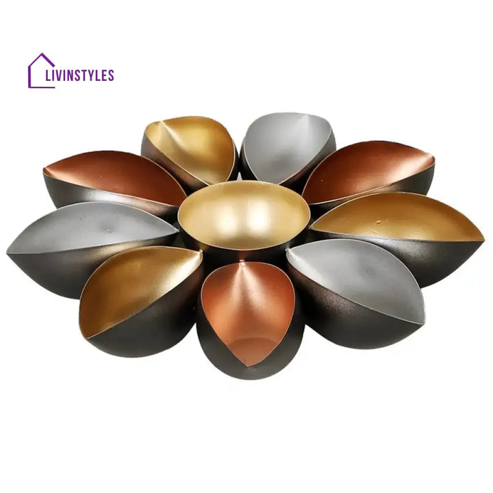 Lic Multicolor Leaves Decorative Design Urli | Set Of 2