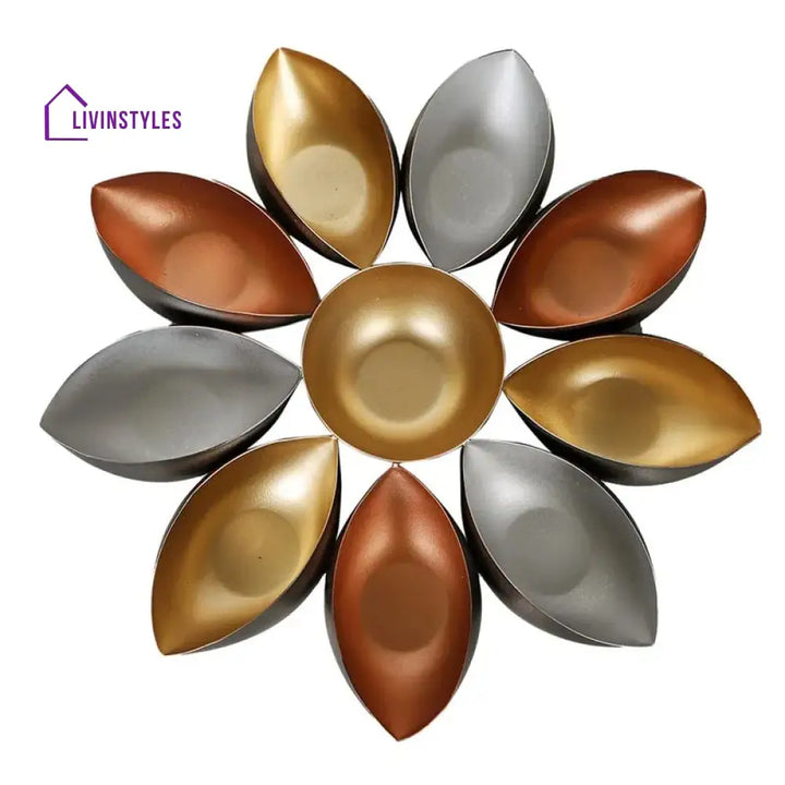 Lic Multicolor Leaves Decorative Design Urli | Set Of 2