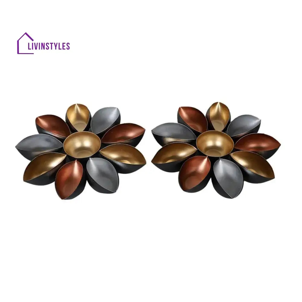 Lic Multicolor Leaves Decorative Design Urli | Set Of 2
