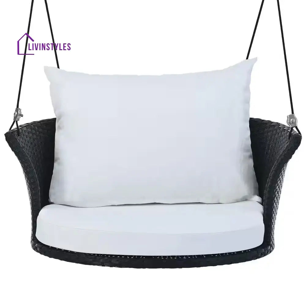 Lice Single Seater Hanging Swing Without Stand For Balcony Garden Swing (Black + White) - Swings