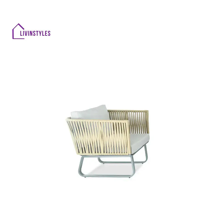 Licea Outdoor Sofa Set 3 Seater 2 Single seater and 1 Center Table Set (Grey + Yellow) Braided & Rope - Sofa Sets