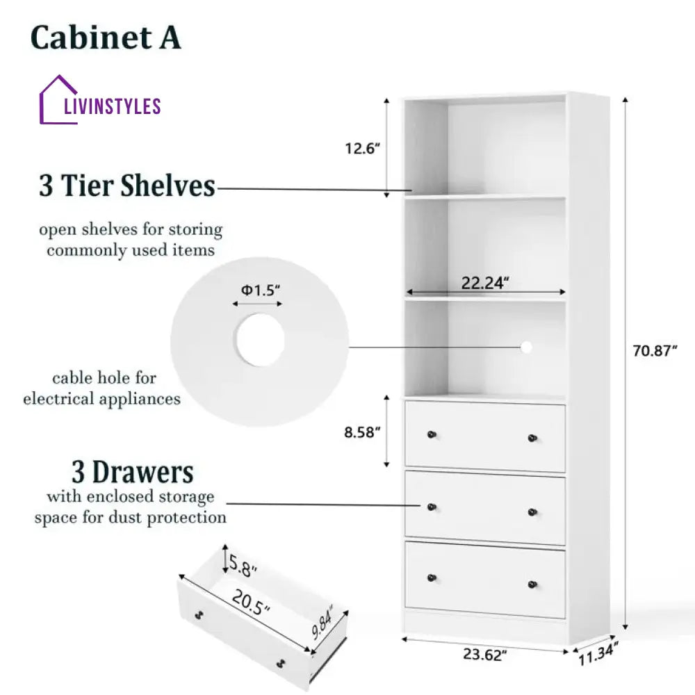 Lidiya Engineered Wood Bookshelves | Bookshelf for Living Room | Bedroom | Drawing Room | Study Room