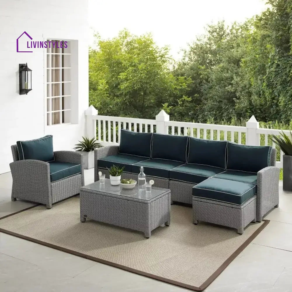 Liesel Outdoor Rattan Wicker 6-Seater Sofa Set - Sofa Set