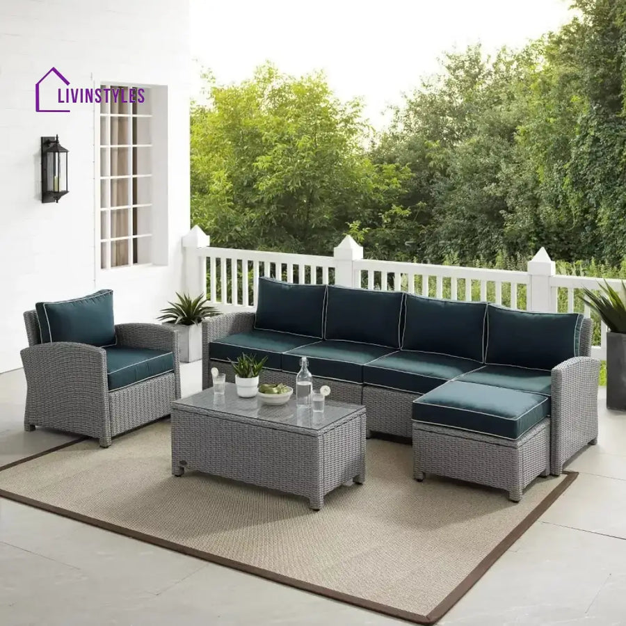 Liesel Outdoor Rattan Wicker 6-Seater Sofa Set - Sofa Set
