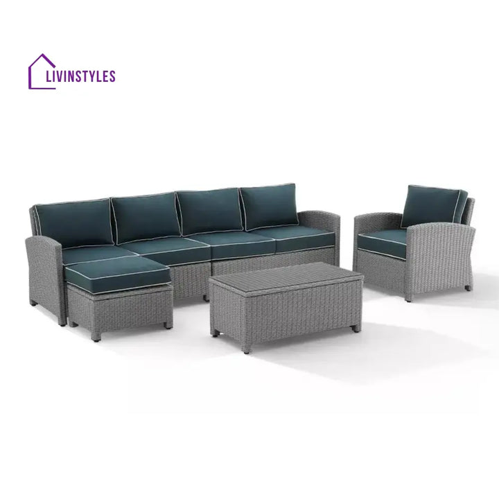 Liesel Outdoor Rattan Wicker 6-Seater Sofa Set - Sofa Set