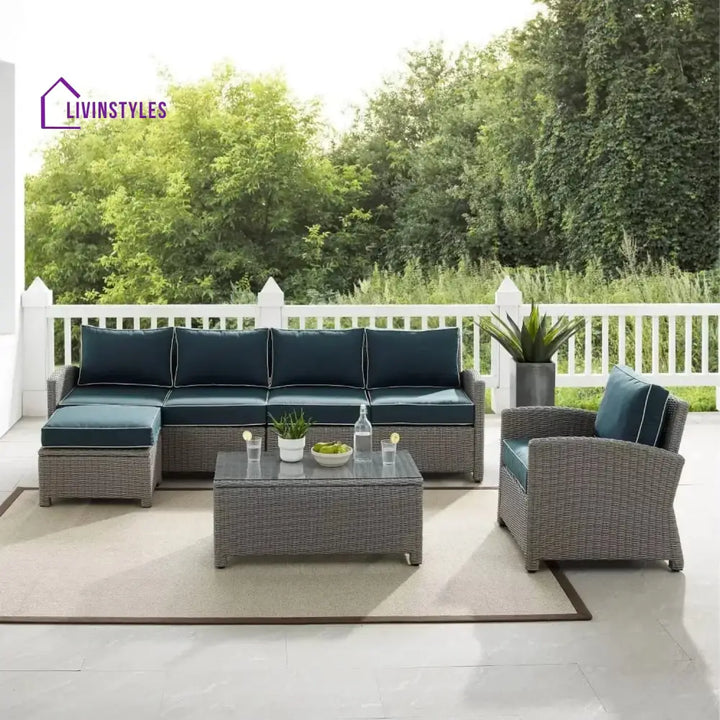 Liesel Outdoor Rattan Wicker 6-Seater Sofa Set - Sofa Set