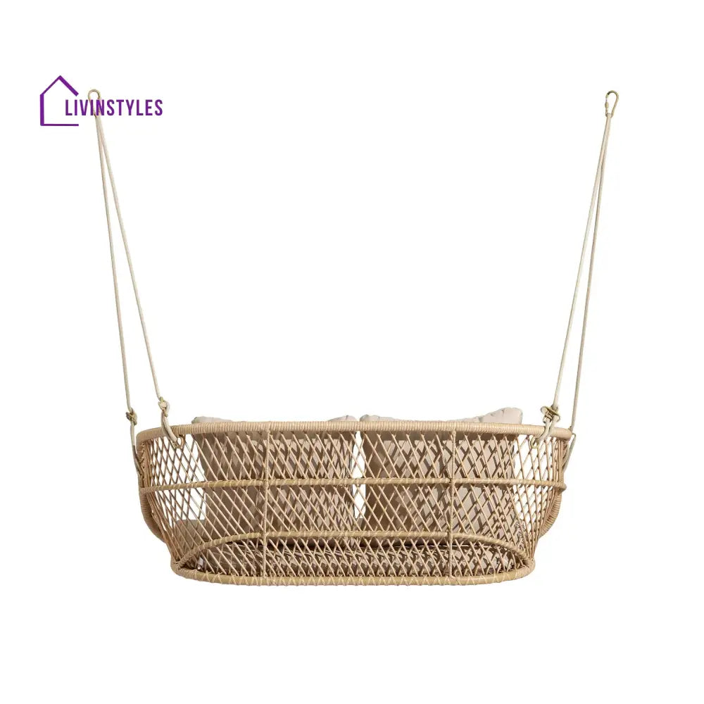Lieu Double Seater Hanging Swing Without Stand For Balcony Garden Swing (Honey) - Swings
