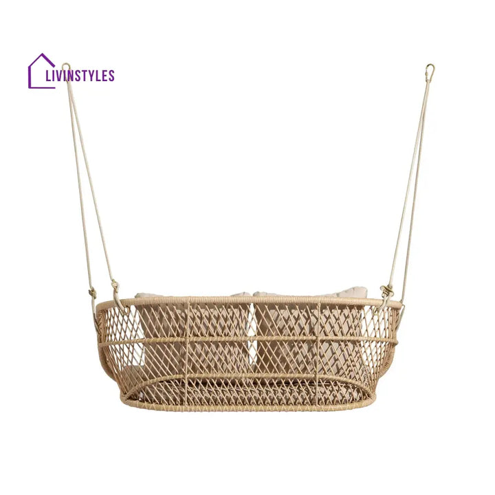 Lieu Double Seater Hanging Swing Without Stand For Balcony Garden Swing (Honey) - Swings