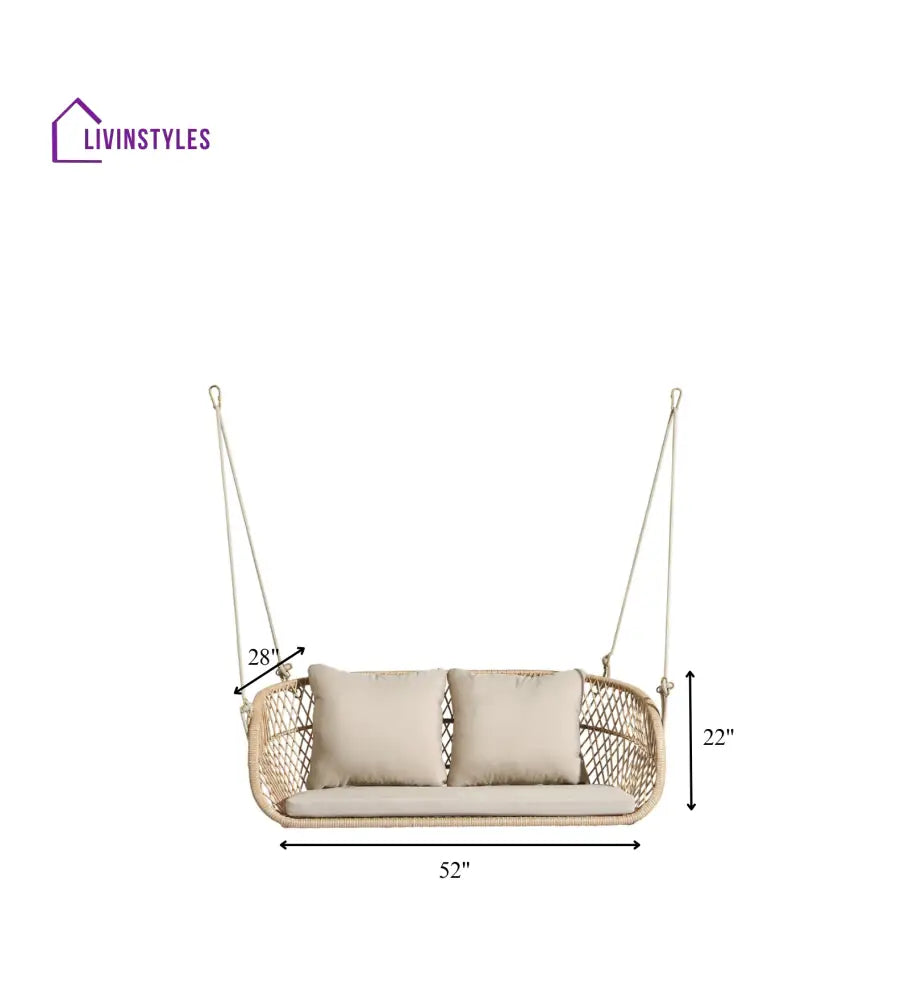 Lieu Double Seater Hanging Swing Without Stand For Balcony Garden Swing (Honey) - Swings