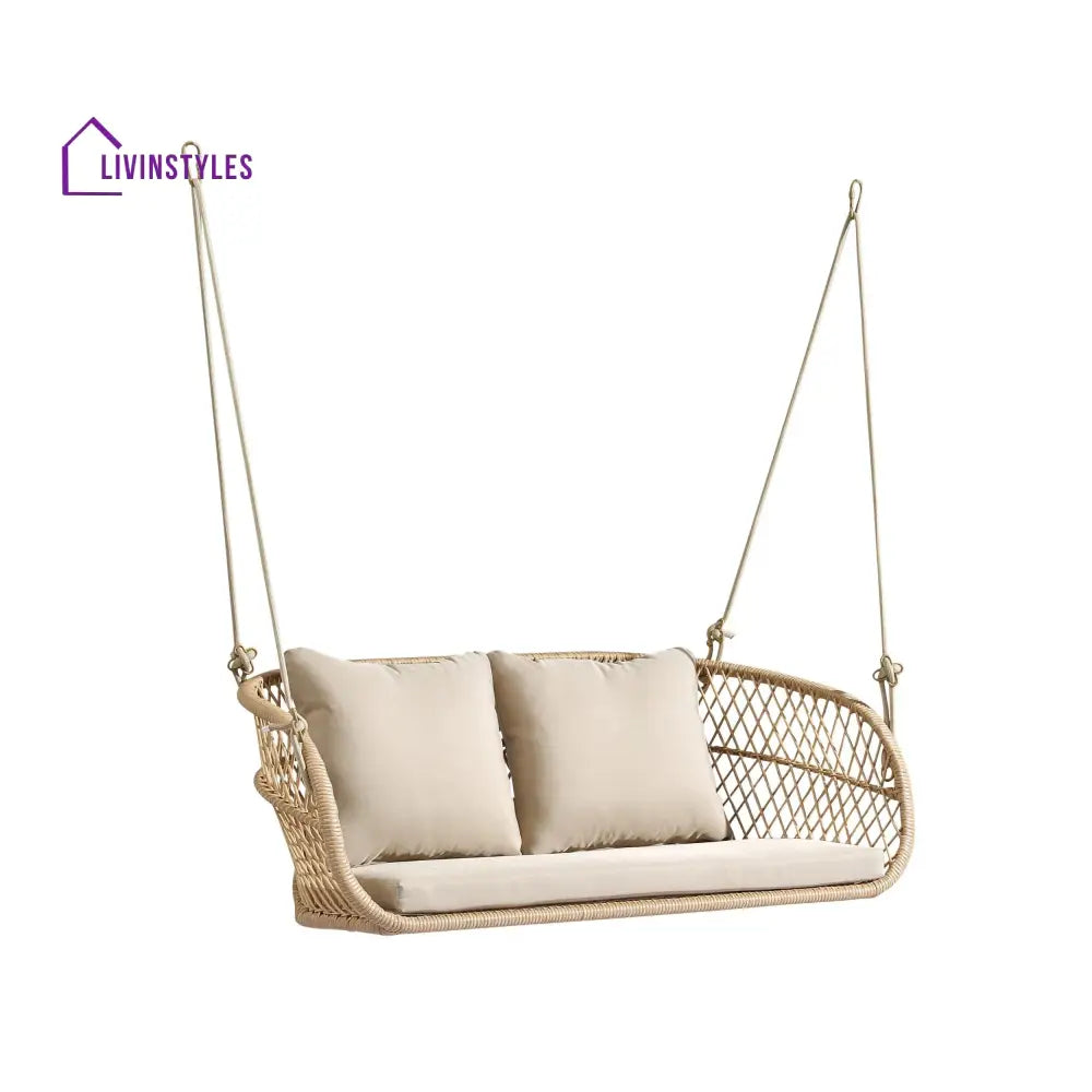 Lieu Double Seater Hanging Swing Without Stand For Balcony Garden Swing (Honey) - Swings