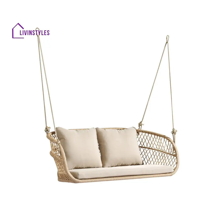 Lieu Double Seater Hanging Swing Without Stand For Balcony Garden Swing (Honey) - Swings