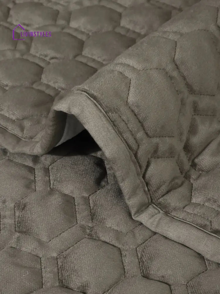 Light Brown Honey Comb Quilted Velvet 3 Seater Sofa Cover With 2 Pcs Hand Rest Slip Cover Sofa