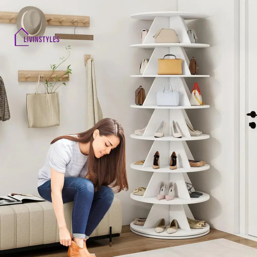 Lilia Engineered Wood Rotating Shoe Rack for Home