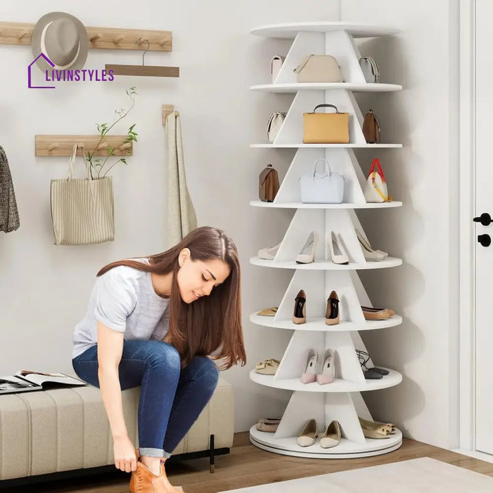 Lilia Engineered Wood Rotating Shoe Rack for Home