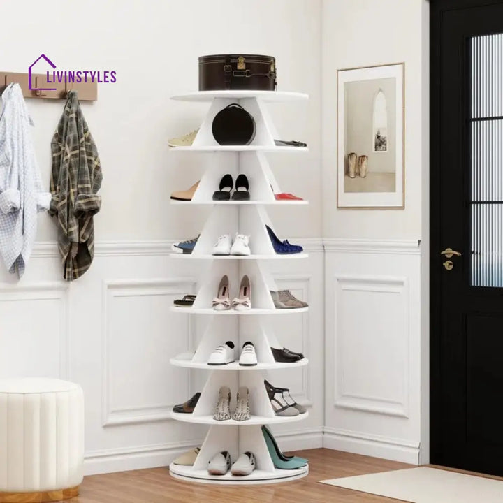 Lilia Engineered Wood Rotating Shoe Rack for Home