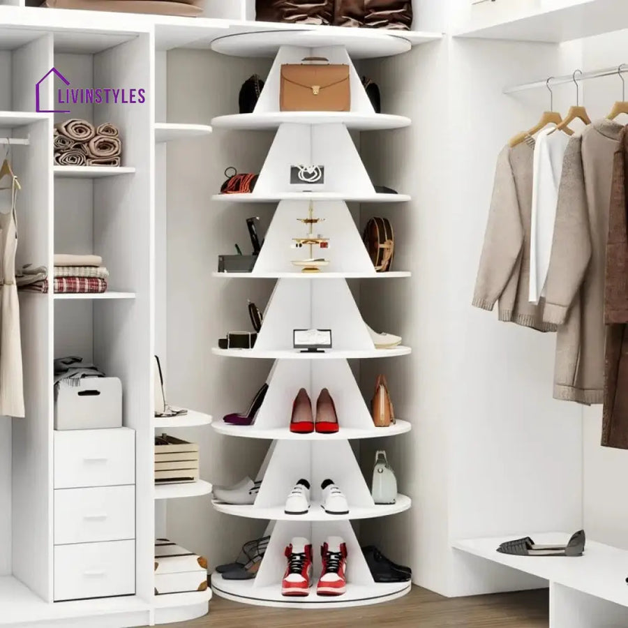 Lilia Engineered Wood Rotating Shoe Rack for Home