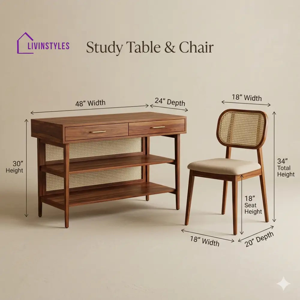 Lilia Sheesham Wood Study Table and Chair Set for Students | Kids | Adults