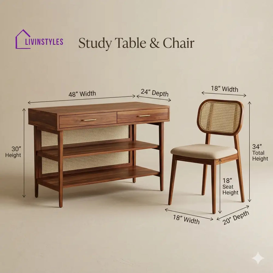 Lilia Sheesham Wood Study Table and Chair Set for Students | Kids | Adults