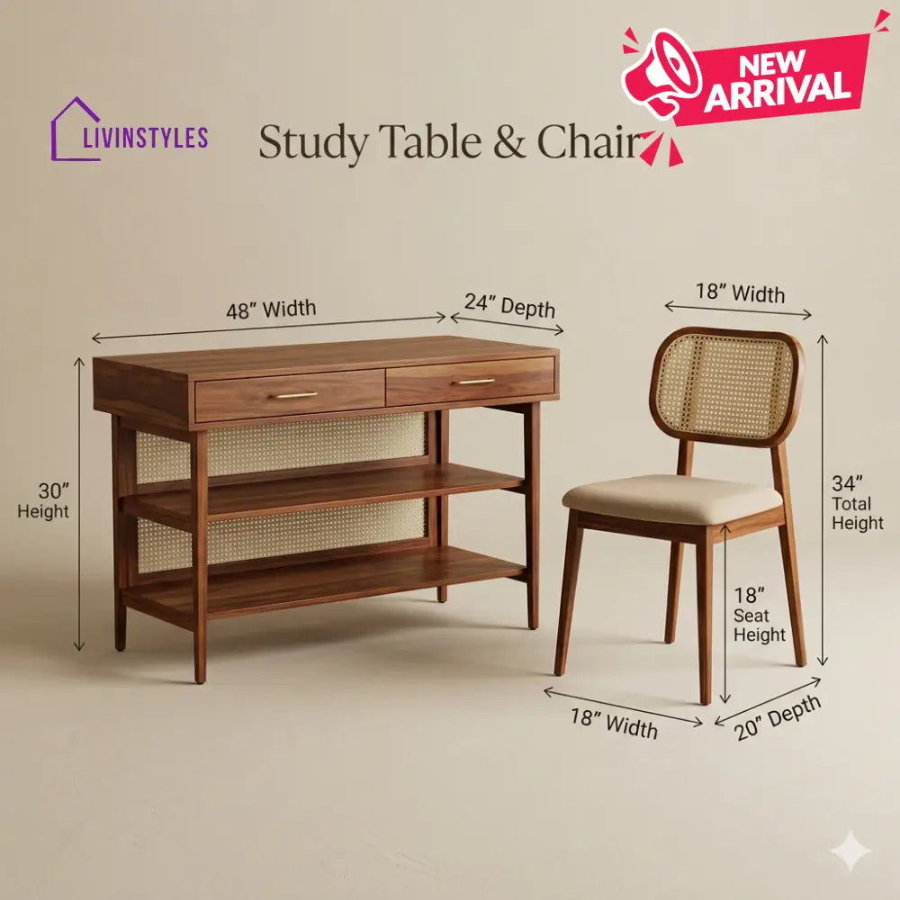 Lilia Sheesham Wood Study Table and Chair Set for Students | Kids | Adults