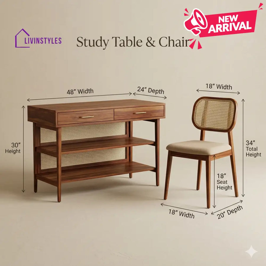 Lilia Sheesham Wood Study Table and Chair Set for Students | Kids | Adults