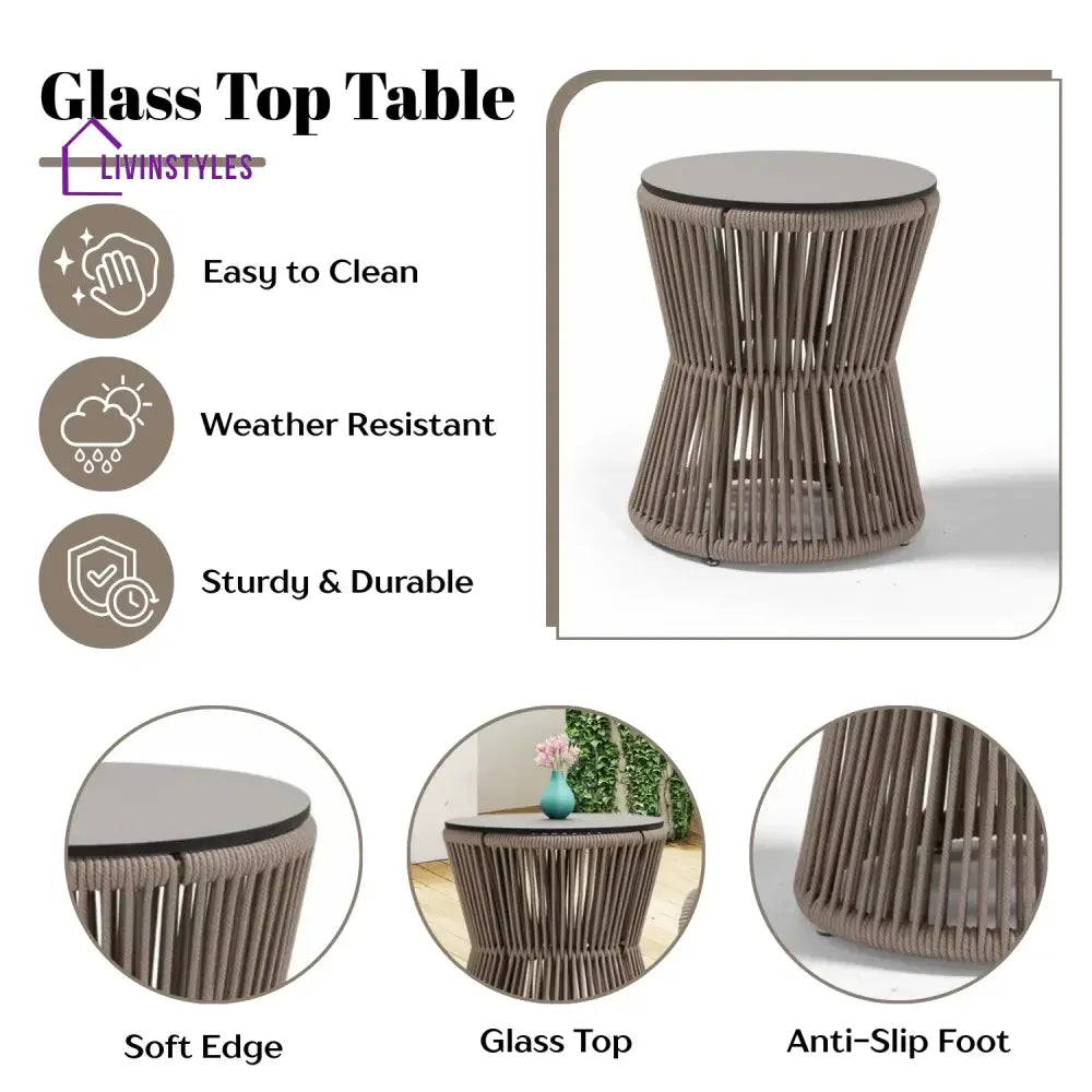 Liliana 3-Piece Outdoor Beige Rope Patio Set - Patio Set