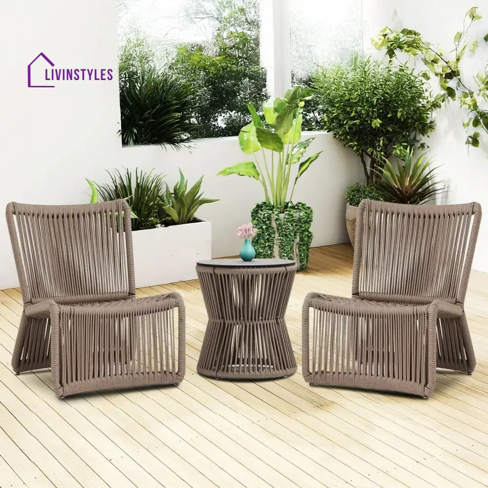 Liliana 3-Piece Outdoor Beige Rope Patio Set - Patio Set