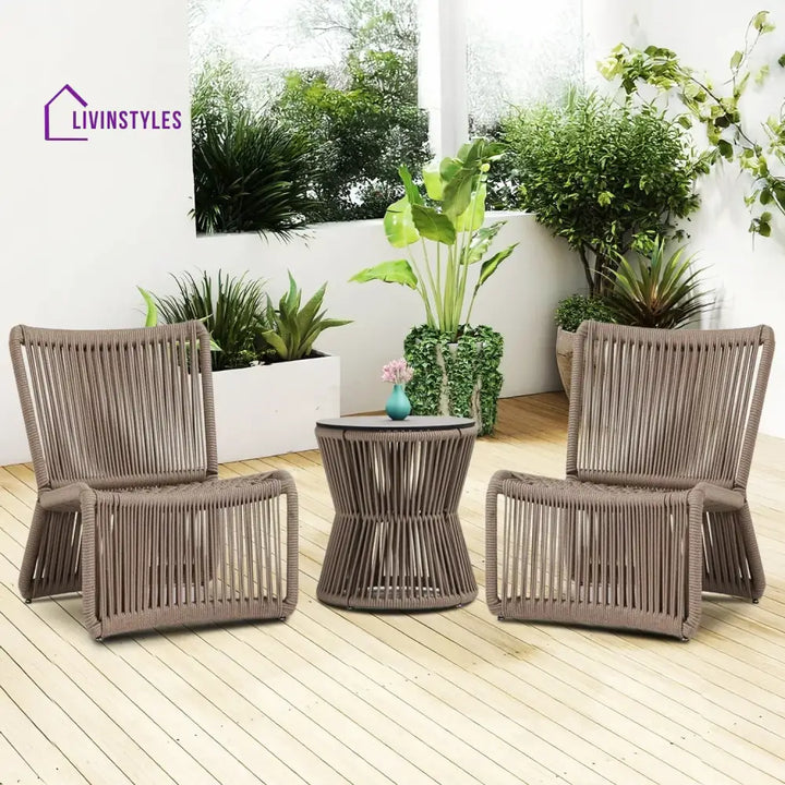 Liliana 3-Piece Outdoor Beige Rope Patio Set - Patio Set