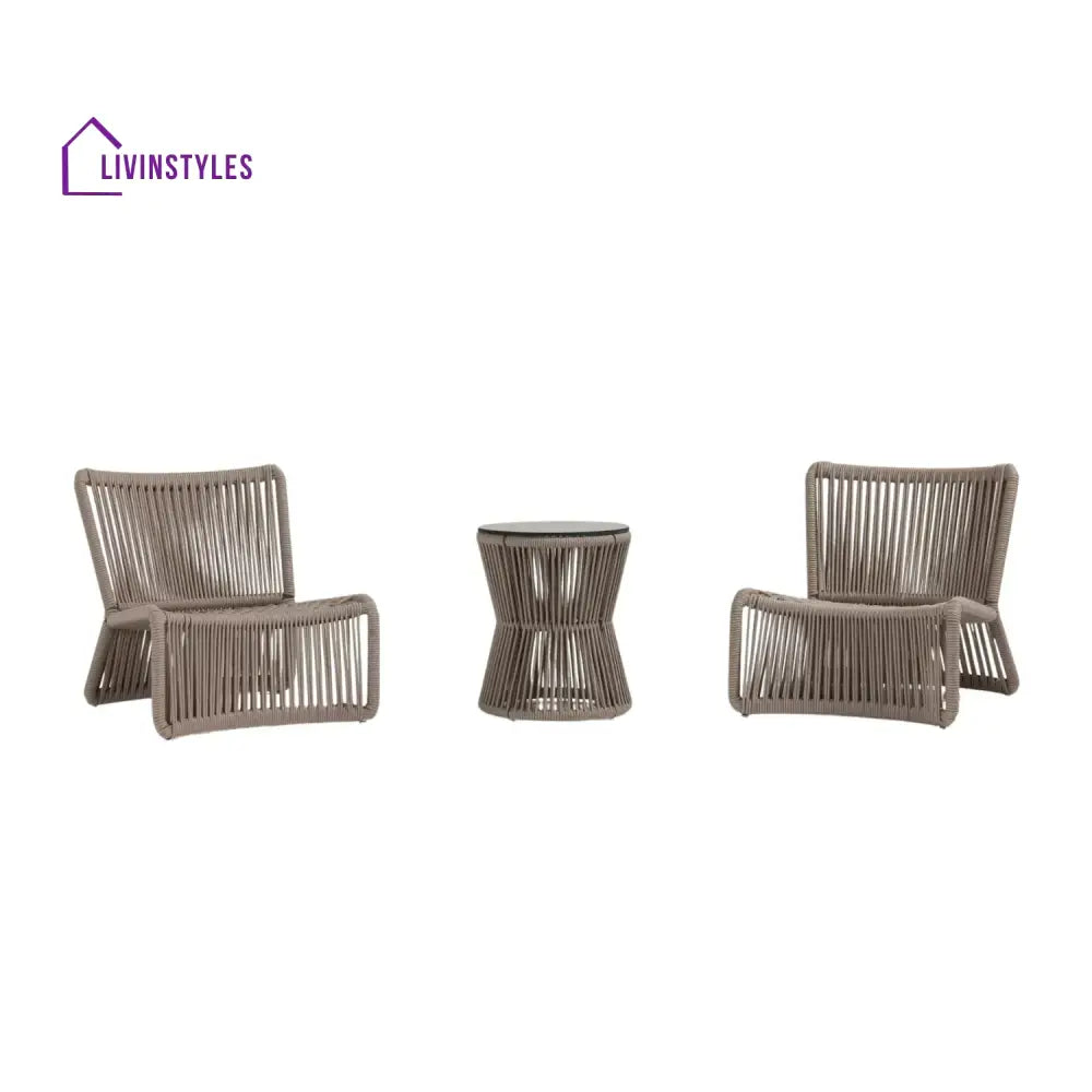 Liliana 3-Piece Outdoor Beige Rope Patio Set - Patio Set