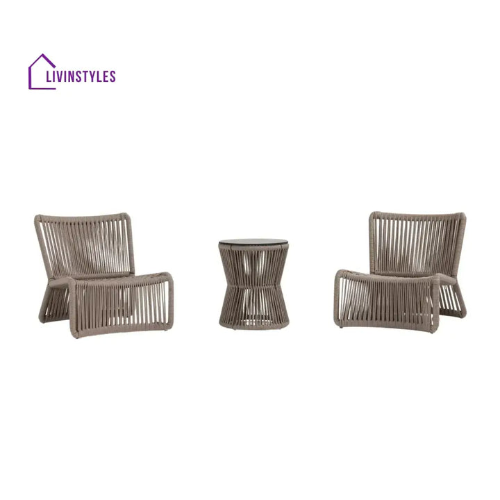 Liliana 3-Piece Outdoor Beige Rope Patio Set - Patio Set