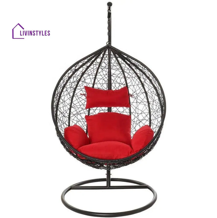 Lilo Single Seater Hanging Swing With Stand For Balcony Garden (Black) - Swings