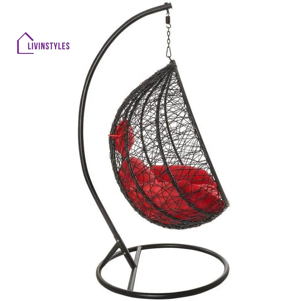 Lilo Single Seater Hanging Swing With Stand For Balcony Garden (Black) - Swings
