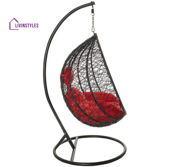 Lilo Single Seater Hanging Swing With Stand For Balcony Garden (Black) - Swings