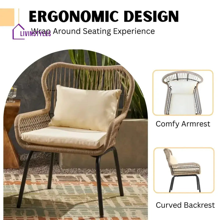 Lilou Outdoor Patio Garden 3 Piece All Weather Resistant Furniture Set - Patio Set